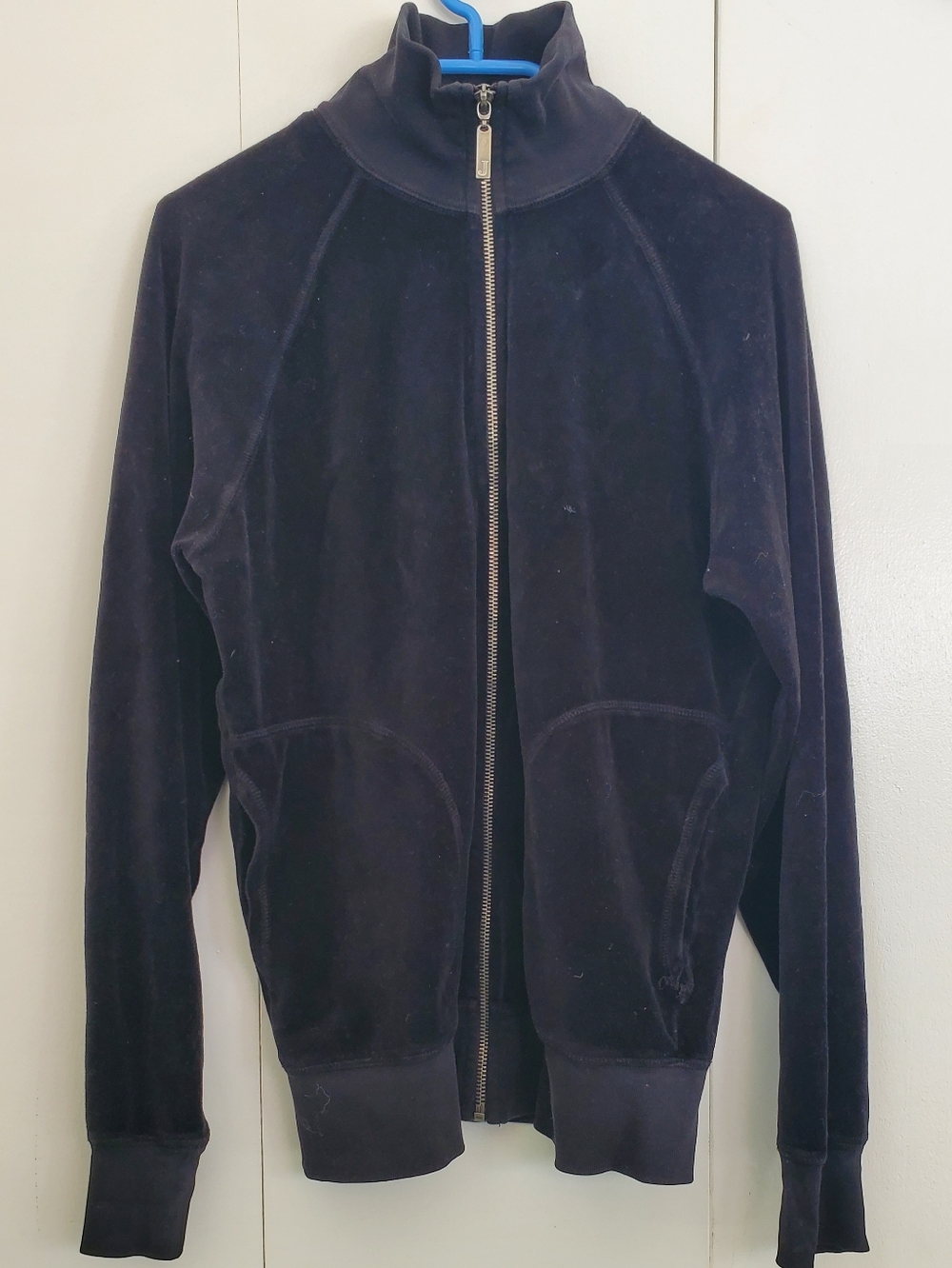 Juicy Couture Women's Navy Velour Zip-Up Jacket